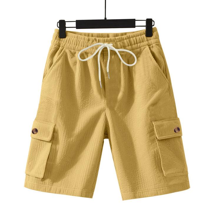 Herren nan Cord-Cargo-Shorts mit elastischem Tunnelzugbund, aufgesetzten Cargotaschen und weichem Baumwollmix Drune