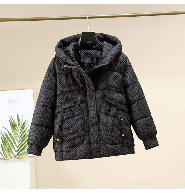 Damen Modische leichte Pufferjacke mit praktischen Taschen und Kapuze Drune