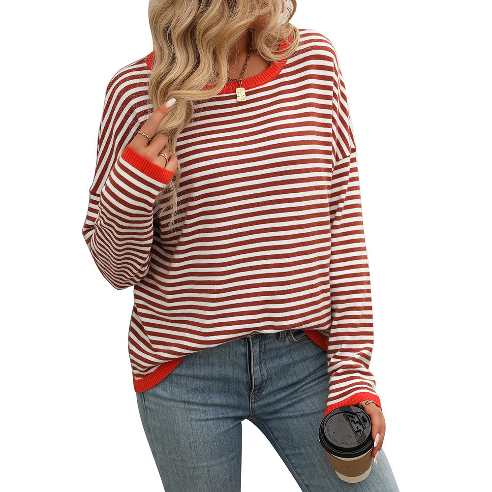 Damen lässiger gestreifter Pullover Drune