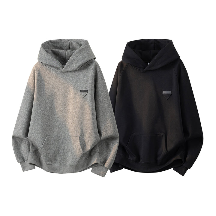 Unisex Oversize Kapuzenpullover mit handschriftlichem Grafik-Print, Kängurutasche & geripptem Saum Drune
