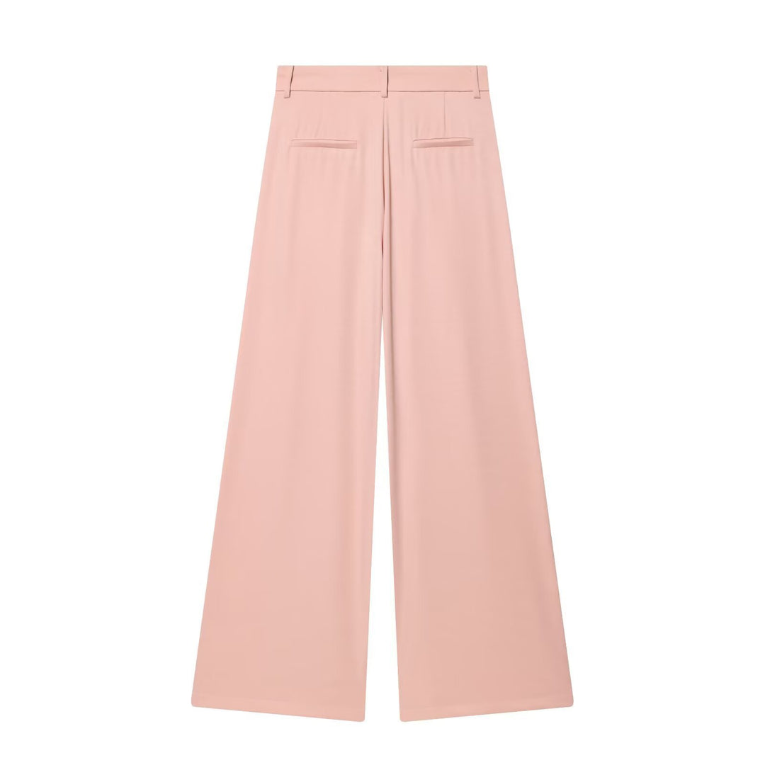Damen Hochtaillierte Palazzo-Hose mit weitem Bein und Leistentaschen Drune