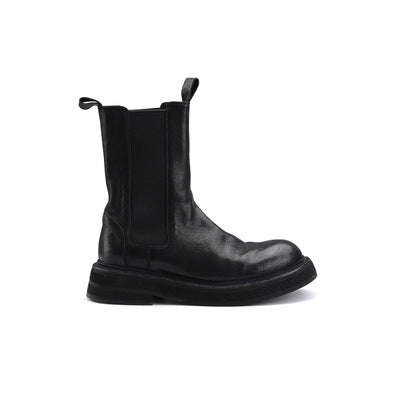 Damen Chunky Chelsea‑Boots aus Glattleder mit gezahnter Plateau‑Sohle und Zuglaschen Drune