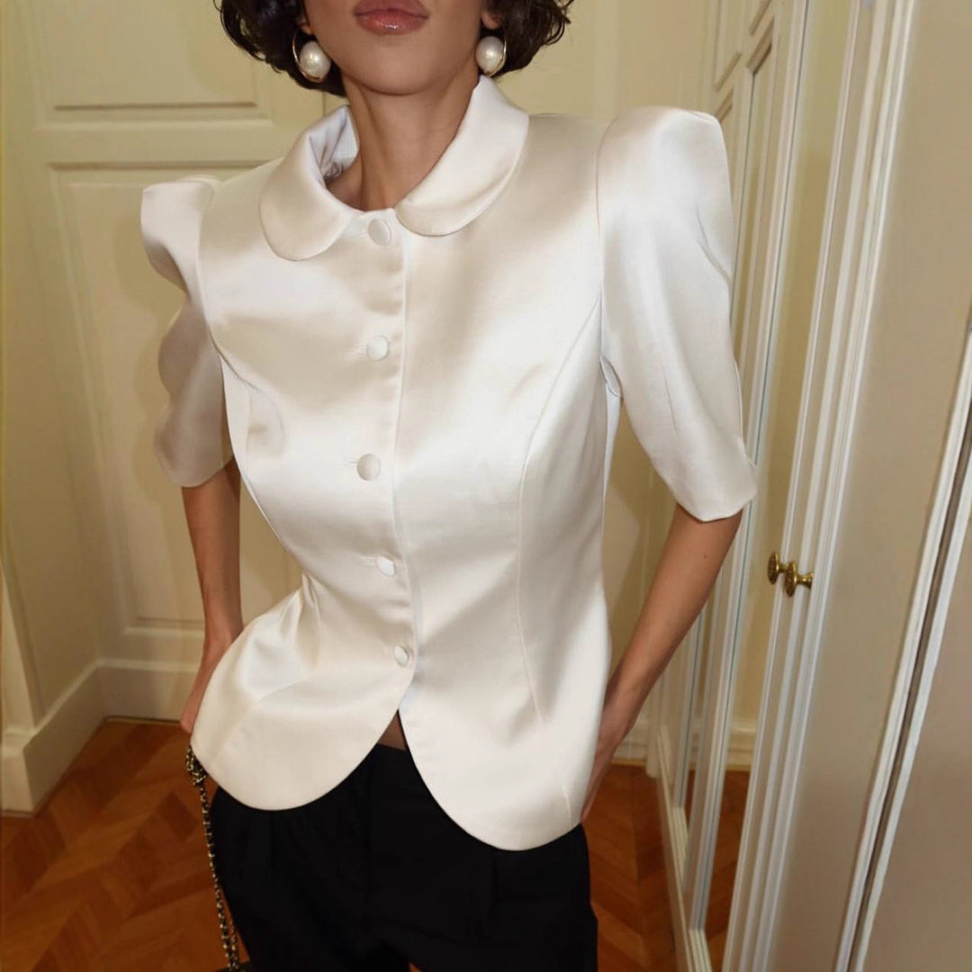 Damen Blazer mit Puffärmeln und klassischem Kragen Drune