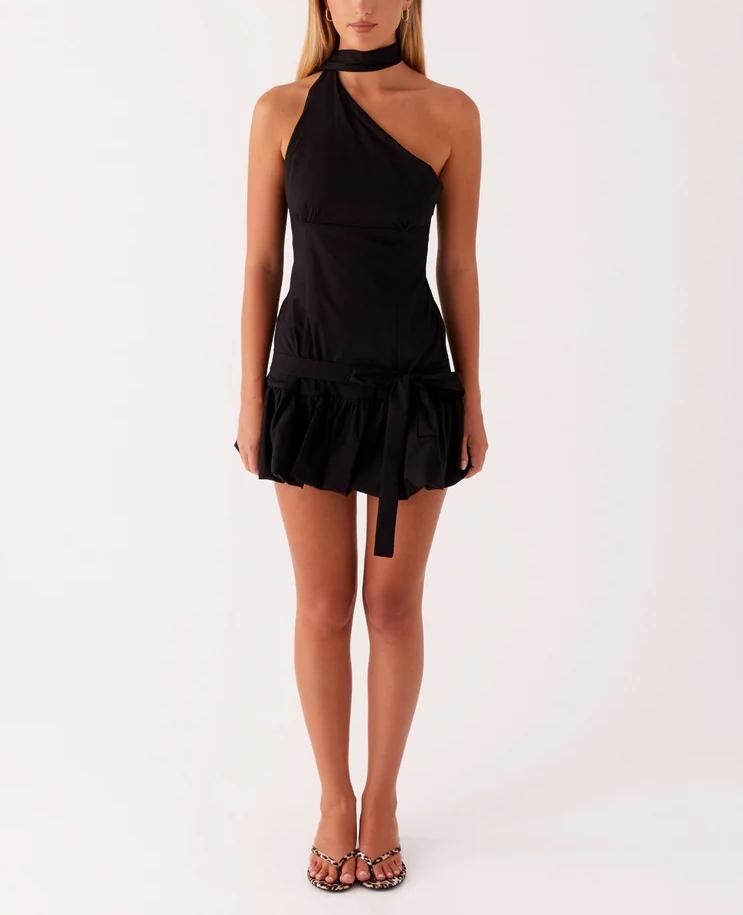 Damen Minikleid mit asymmetrischem Schnitt und polka-dot Design Drune