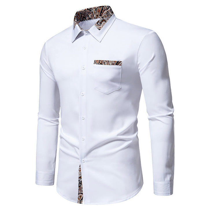 Herren Langarmhemd mit eleganten Paisley-Mustern Drune