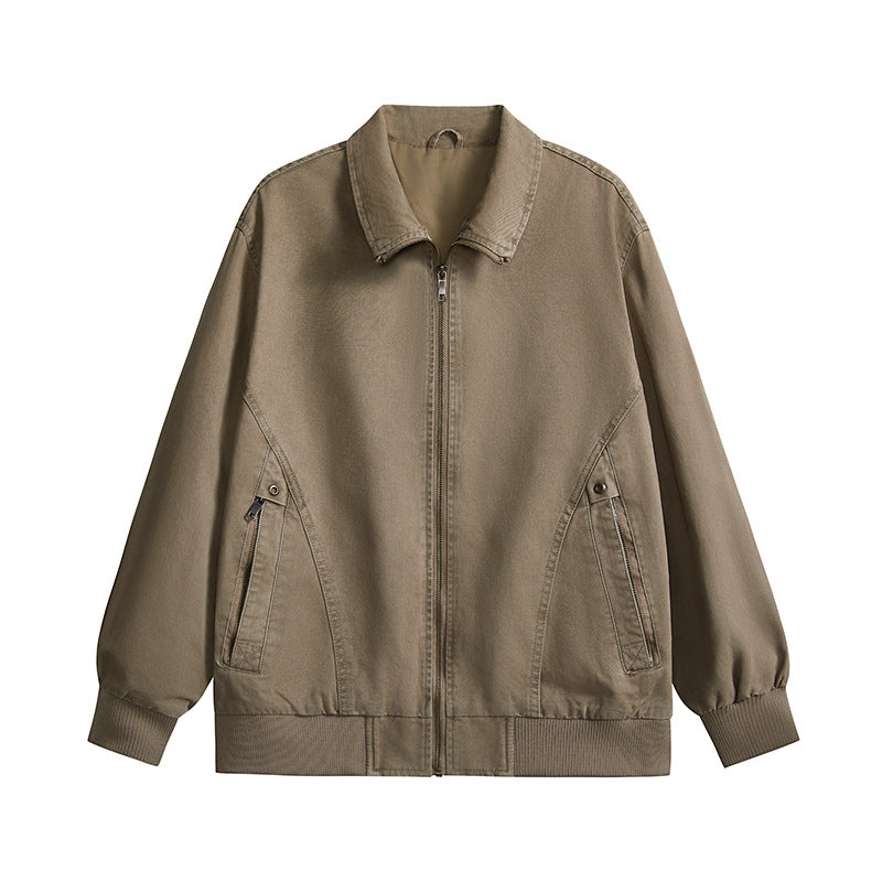 Herren leichte Baumwoll-Twill Übergangsjacke mit Reißverschluss und Ballonärmeln Drune