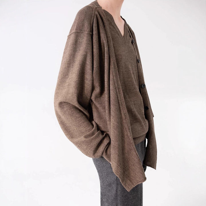 Damen lässiger Strickcardigan mit asymmetrischem Schnitt und Knopfdetails Drune