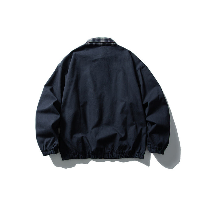 Herren Boxy-Canvas-Blousonjacke mit kariertem Hemdkragen und elastischem Saum Drune