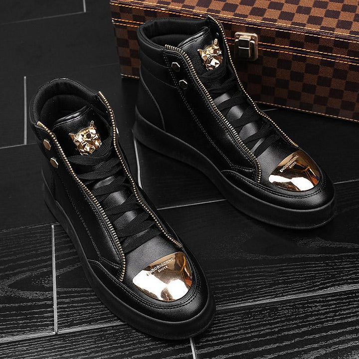 Damen High-Top Sneakers mit goldenen Details und Reißverschluss von Drune