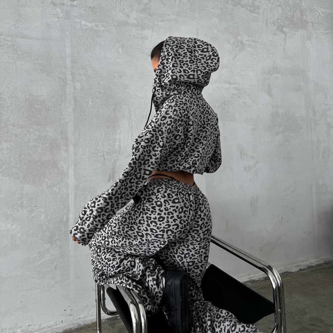Damen Baumwoll-Loungewear-Set mit Leoparden-Design Drune