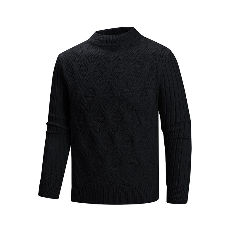 Herren Feiner Zopfmuster-Pullover mit kurzem Stehkragen und Raglanärmeln Drune