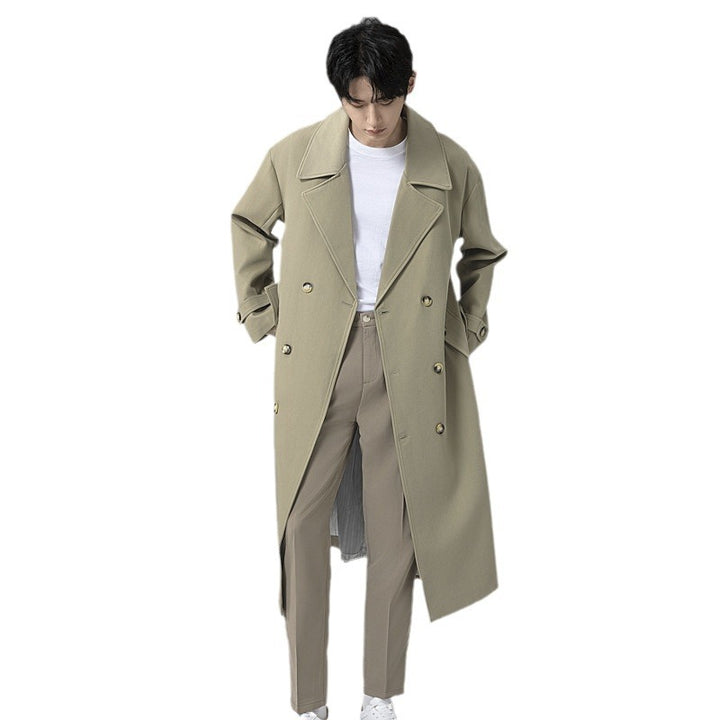 Herren Maxilanger Trenchmantel mit taillierendem Gürtel und minimalistischer Silhouette Drune
