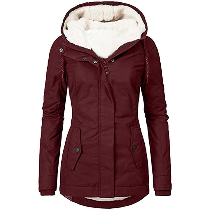 Damen Wasserabweisender Parka mit Teddyfutter, Kapuze und Taillierter Passform Drune