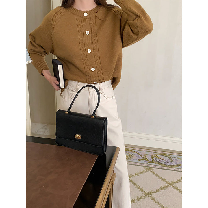 Damen Strickpullover mit Zopfmuster Drune