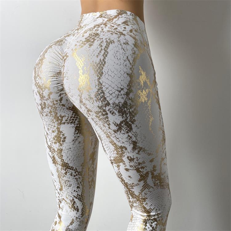 Damen nan hoch taillierte Sportleggings mit formender Kompression und strukturierter Schlangenprägung Drune