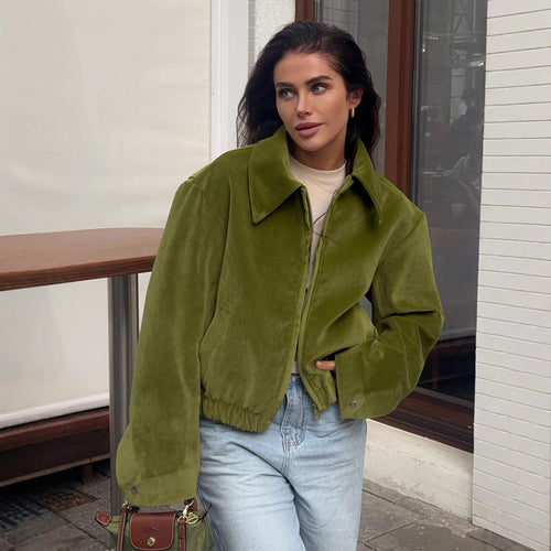 Damen Modische Veloursjacke mit elastischem Bund Drune