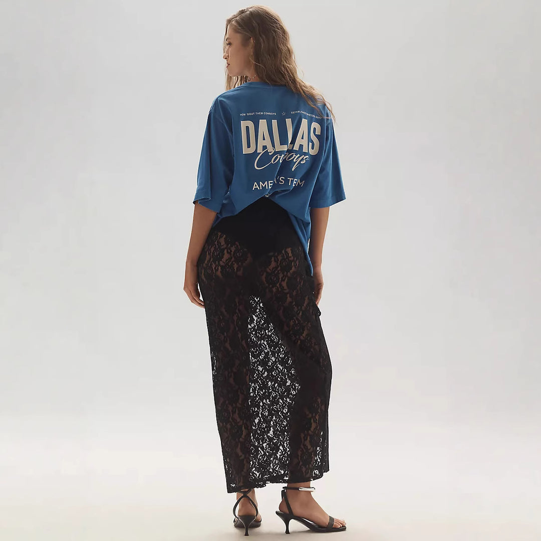 Damen Spitzenrock im langen, eleganten Design mit hohem Schlitz Drune