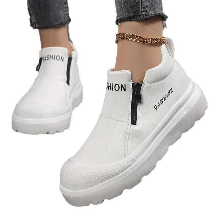 Damen nan Plateau-Sneaker mit seitlichem Reißverschluss, gepolstertem Komfortfußbett und profiliertem Laufprofil Drune