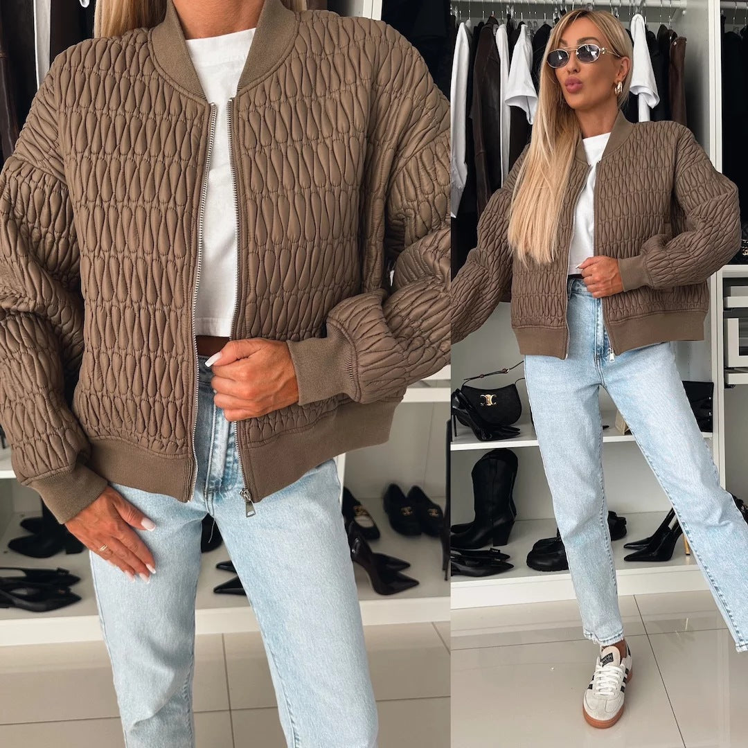 Damen Stepp-Bomberjacke mit elastischen Bündchen und modernem Reißverschluss Drune