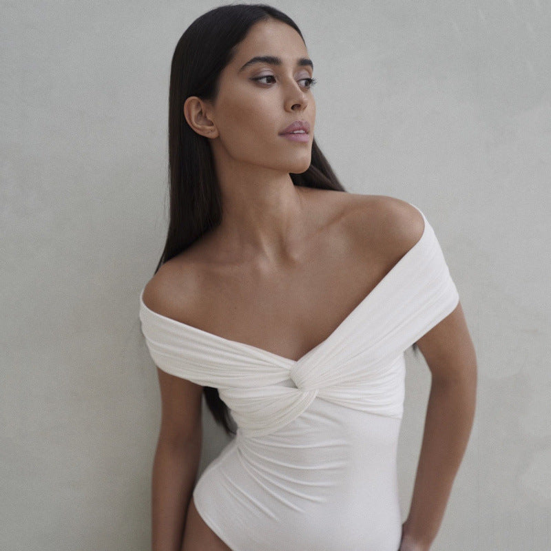 Damen Oberteil mit raffiniertem Wickeldesign und elegantem V-Ausschnitt Drune