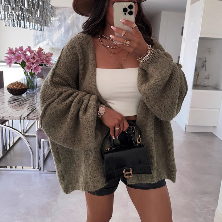 Damen Strickjacke mit oversize Schnitt und voluminösen Ärmeln Drune