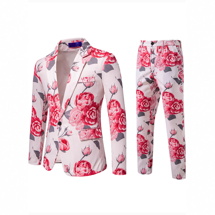 Damen Zweiteiliges Anzugset mit floraler Allover‑Print-Optik, tailliertem Sakko und schmaler Hose Drune