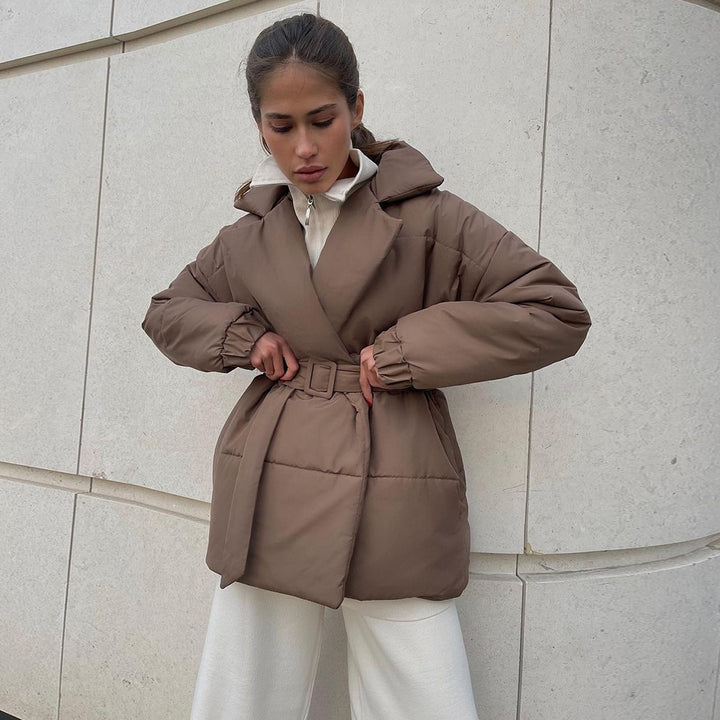 Damen Elegante und warme Wattierte Jacke mit Taillengürtel Drune