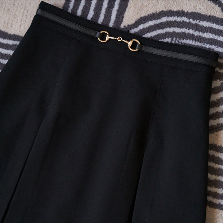 Damen Midirock mit schwingendem Design und Taillengürtel Drune