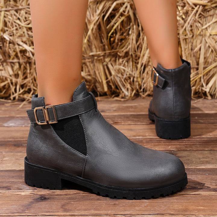 Damen Chelsea-Ankleboot mit elastischem Einsatz und Zier-Schnallenriemen Drune
