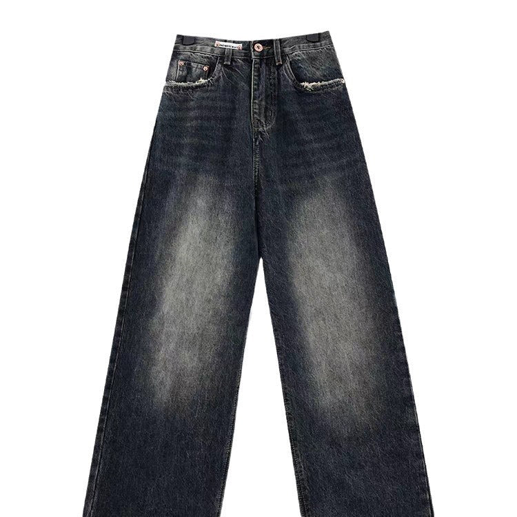 Damen Weite Baggy-Jeans mit authentischem Used-Look Drune