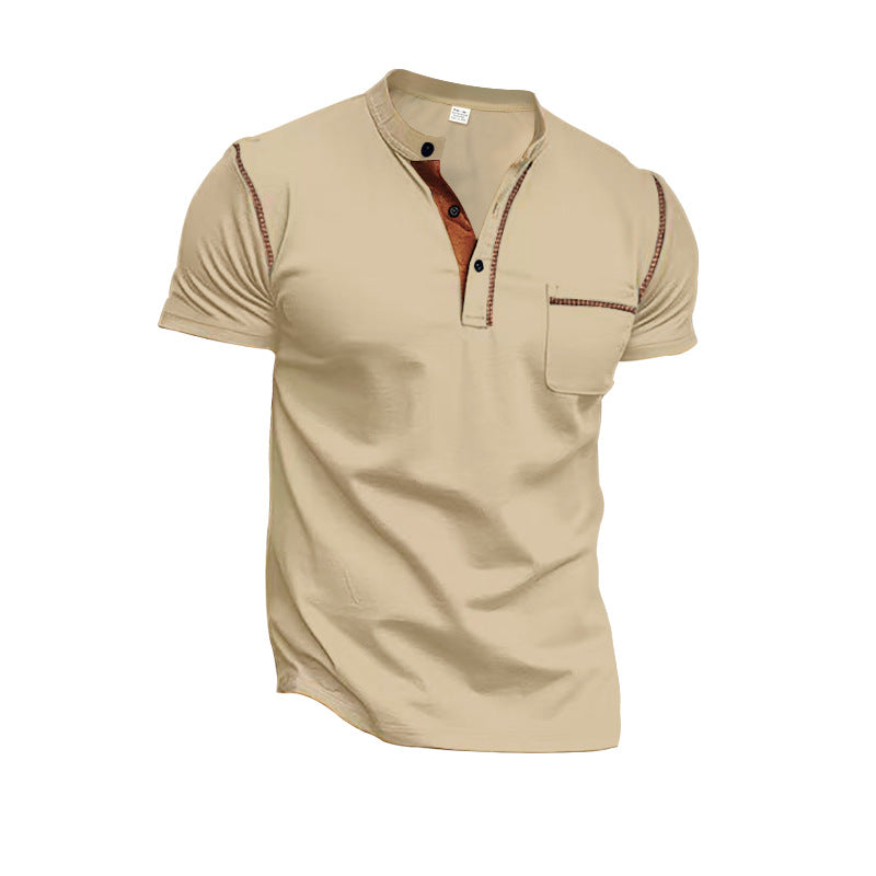 Herren Kurzarm-Henley-Shirt mit modischen Akzenten Drune