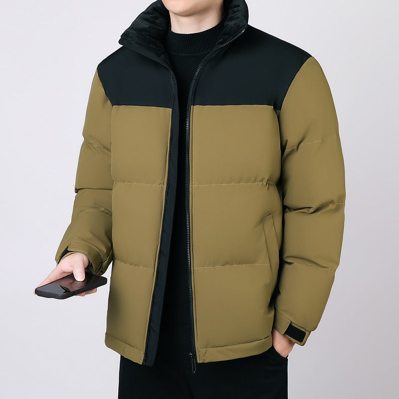 Herren Isolierte Winter-Steppjacke mit geometrischer Ton-in-Ton‑Steppung und hohem Stehkragen Drune