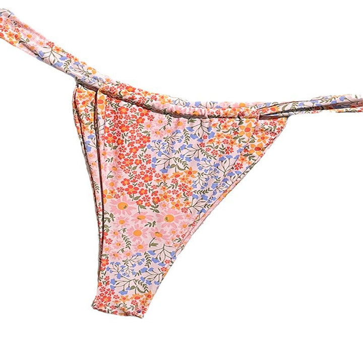 Damen Triangel-Bikini-Set mit verstellbaren Bändern und floralem Muster Drune