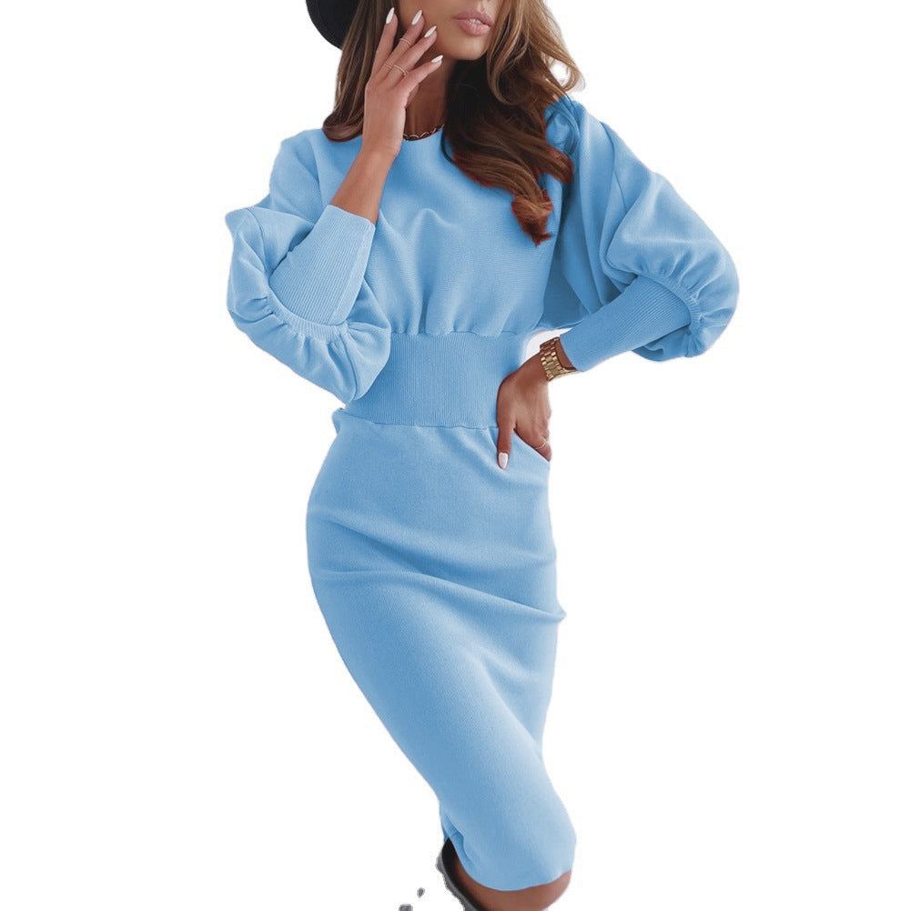 Damen Sweatkleid mit ballonförmigen Ärmeln und figurbetontem Schnitt Drune