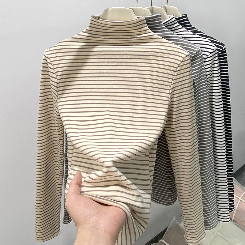 Damen Figurbetontes Langarmshirt mit Rollkragen Drune