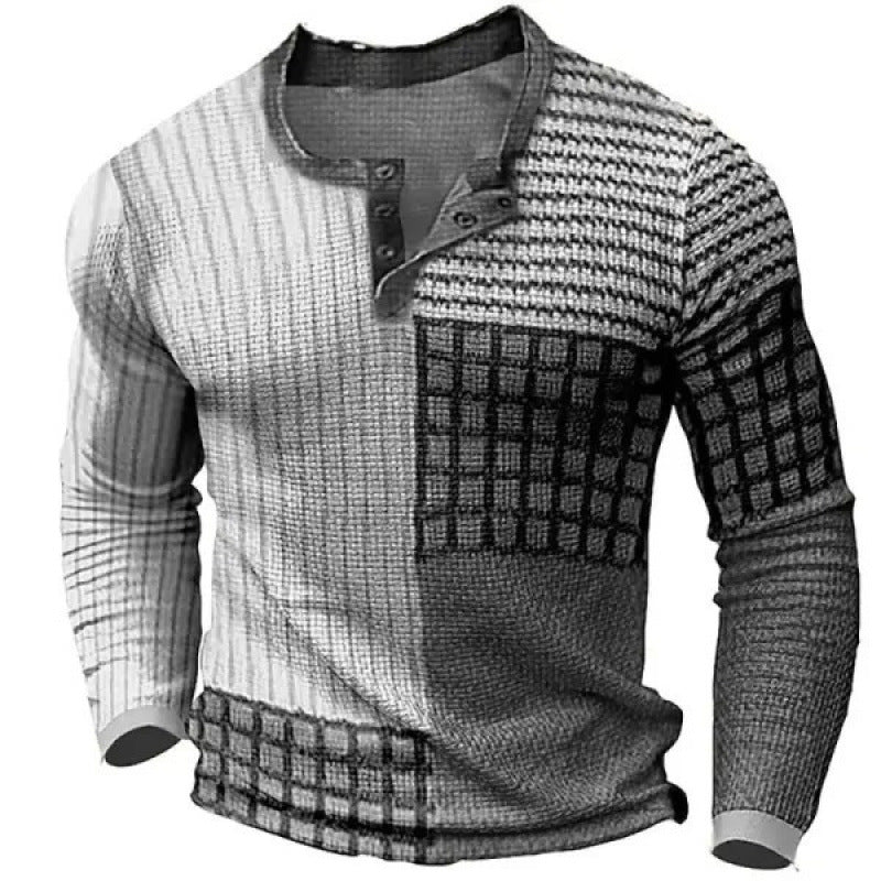 Herren Sportliches Langarmshirt mit Knopfleiste Drune