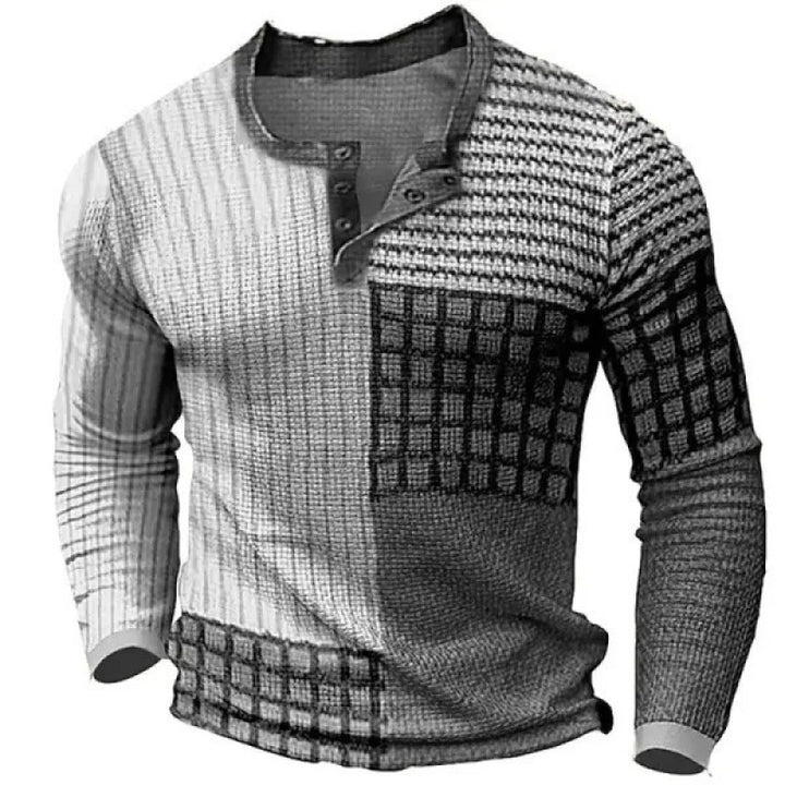 Herren Sportliches Langarmshirt mit Knopfleiste Drune