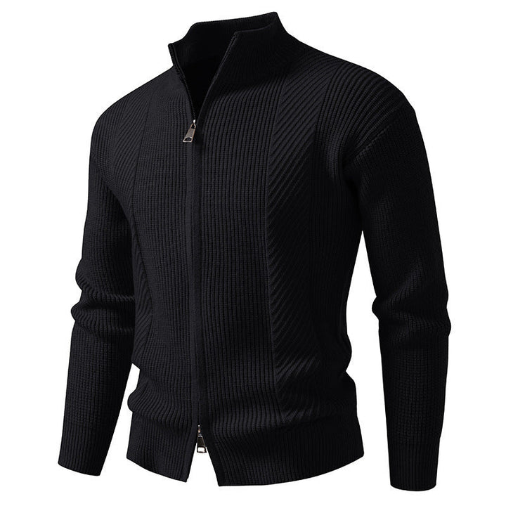 Herren modische Strickjacke mit Stehkragen und durchgehendem Reißverschluss Drune