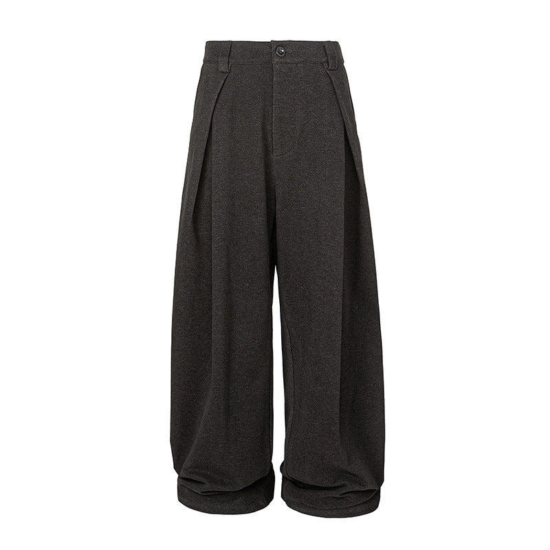Damen Weite Palazzo-Hose mit hoher Taille, Kellerfalten und umgeschlagenem Saum Drune