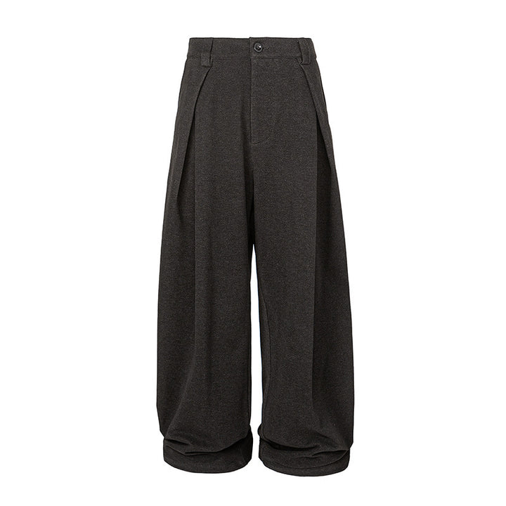 Damen Weite Palazzo-Hose mit hoher Taille, Kellerfalten und umgeschlagenem Saum Drune