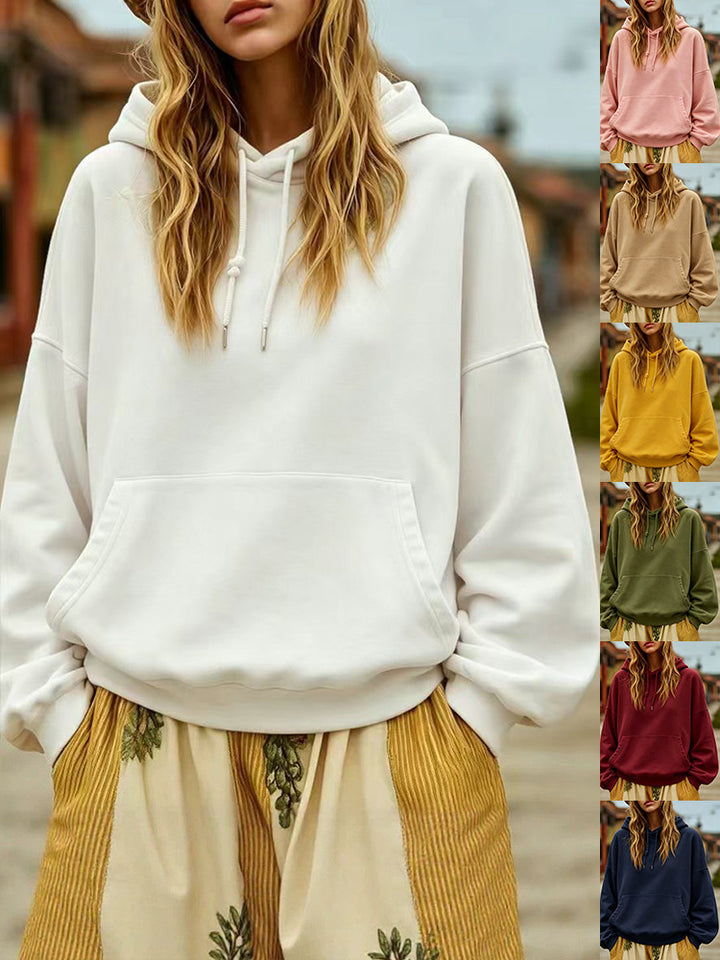 Damen Oversize-Kapuzenpullover mit Kängurutasche und Relaxed-Fit Drune