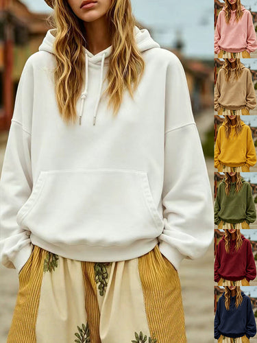 Damen Oversize-Kapuzenpullover mit Kängurutasche und Relaxed-Fit Drune