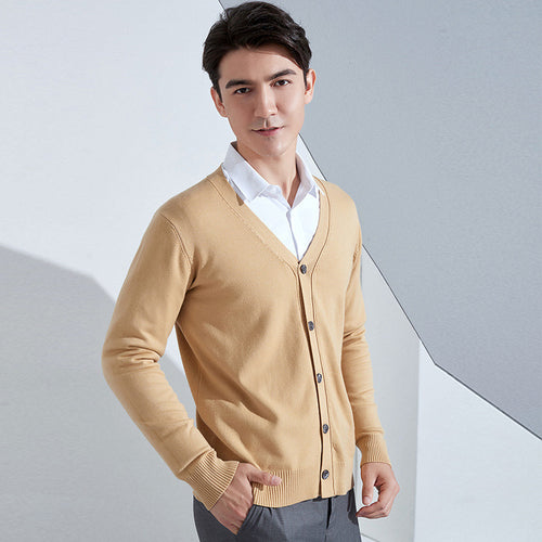 Herren Leichter Feinstrick-Cardigan mit V‑Ausschnitt und Business‑Silhouette Drune