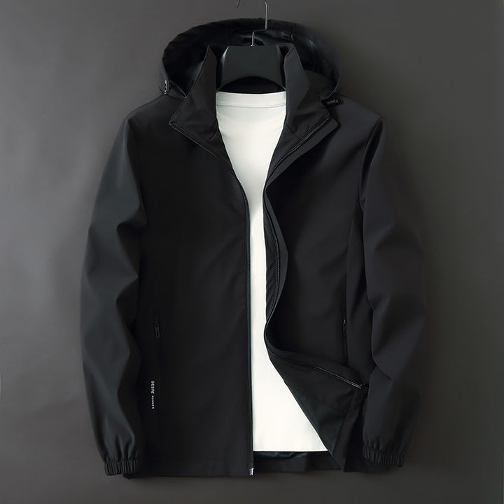 Herren Funktionale Slim‑Softshell‑Kapuzenjacke mit wasserabweisender Beschichtung und elastischen Bündchen Drune