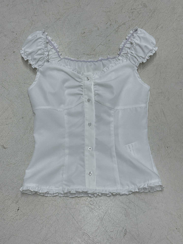 Damen Rüschenshirt mit eleganter Knopfleiste Drune