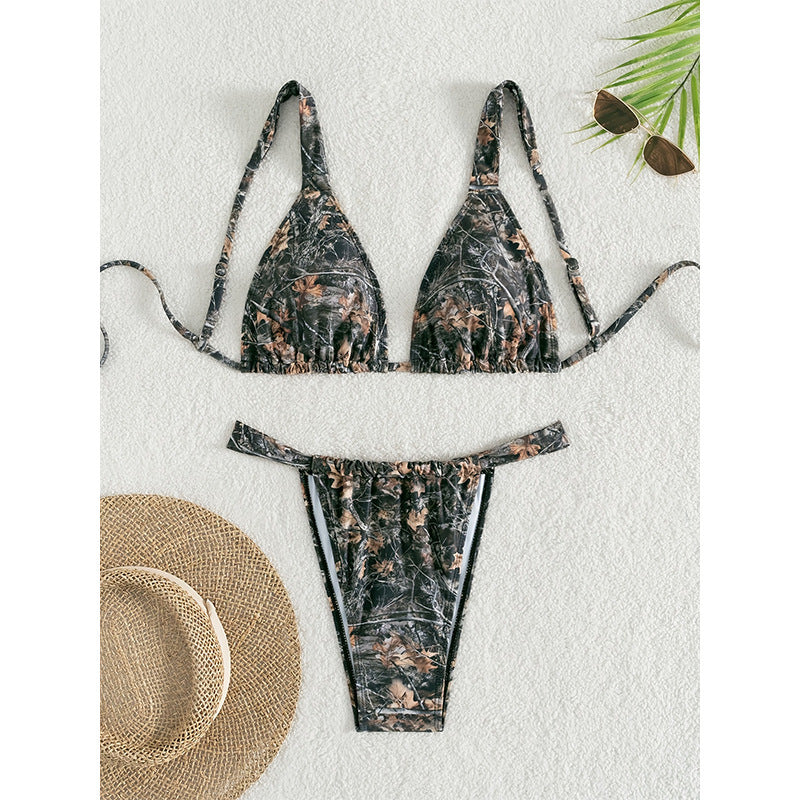 Damen Triangel-Bikini Set mit floralen Akzenten Drune