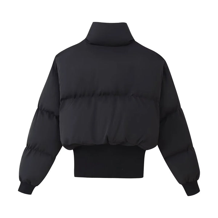 Damen modische cropped Daunenjacke mit hohem Kragen und praktischen Taschen Drune