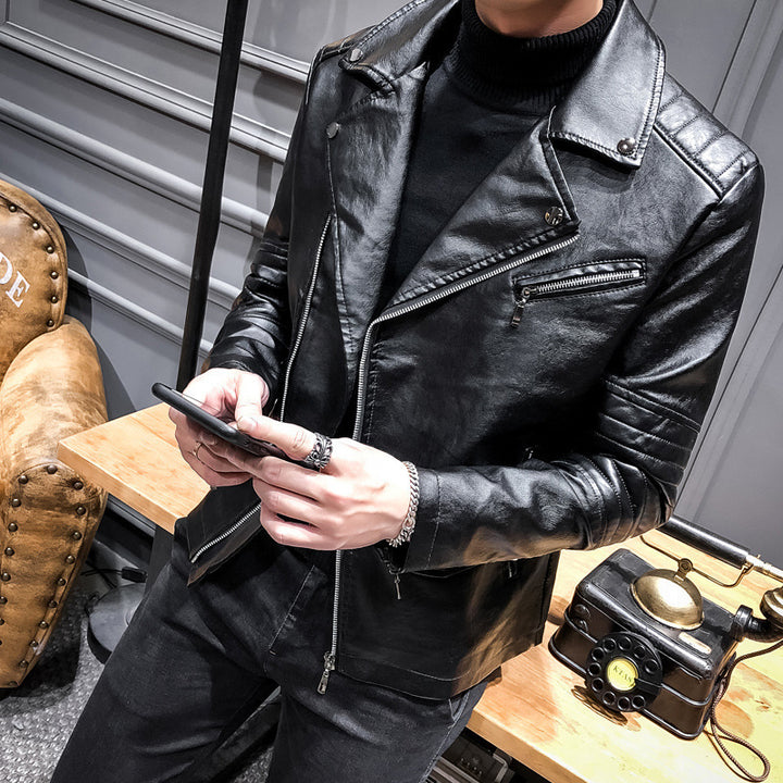 Herren Stilvolle Kunstleder-Bikerjacke Drune