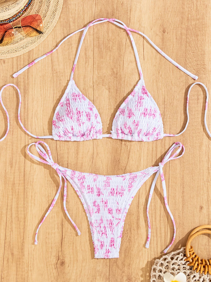 Damen Triangel-Bikini mit verspieltem Leo-Design und verstellbaren Bändern Drune