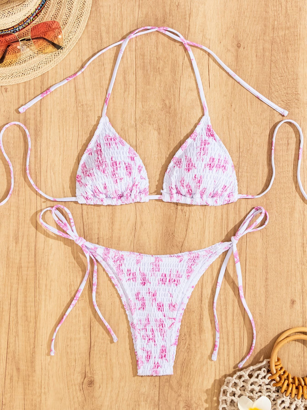 Damen Triangel-Bikini mit verspieltem Leo-Design und verstellbaren Bändern Drune